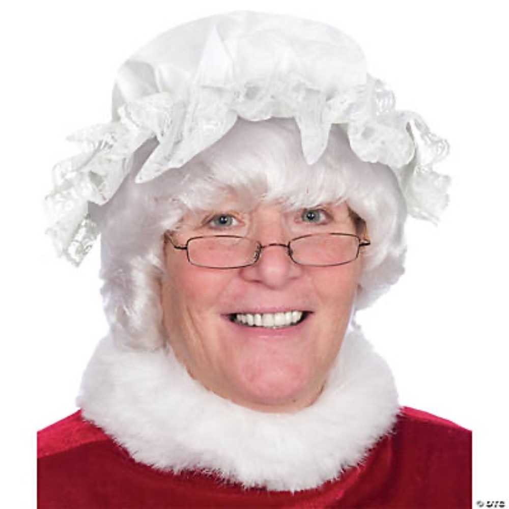 HALCO ADULT WHITE MOB MOP CAP MRS CLAUS PIONEER COLONIAL BETSY ROSS COSTUME HAT